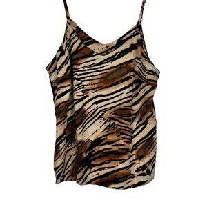 Ashley Stewart Camisole Womens 18/20 Brown Animal Print Tiger Stripe Tank Top